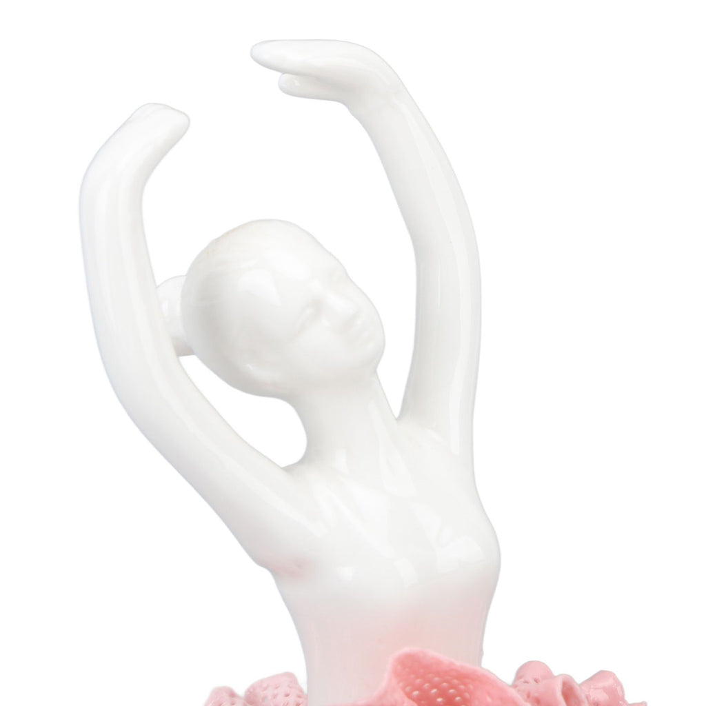 Ballet Dancer Statue Pink Ballerina Figure Ceramic Figure Decor for Table Shelf Bedroom Living Room