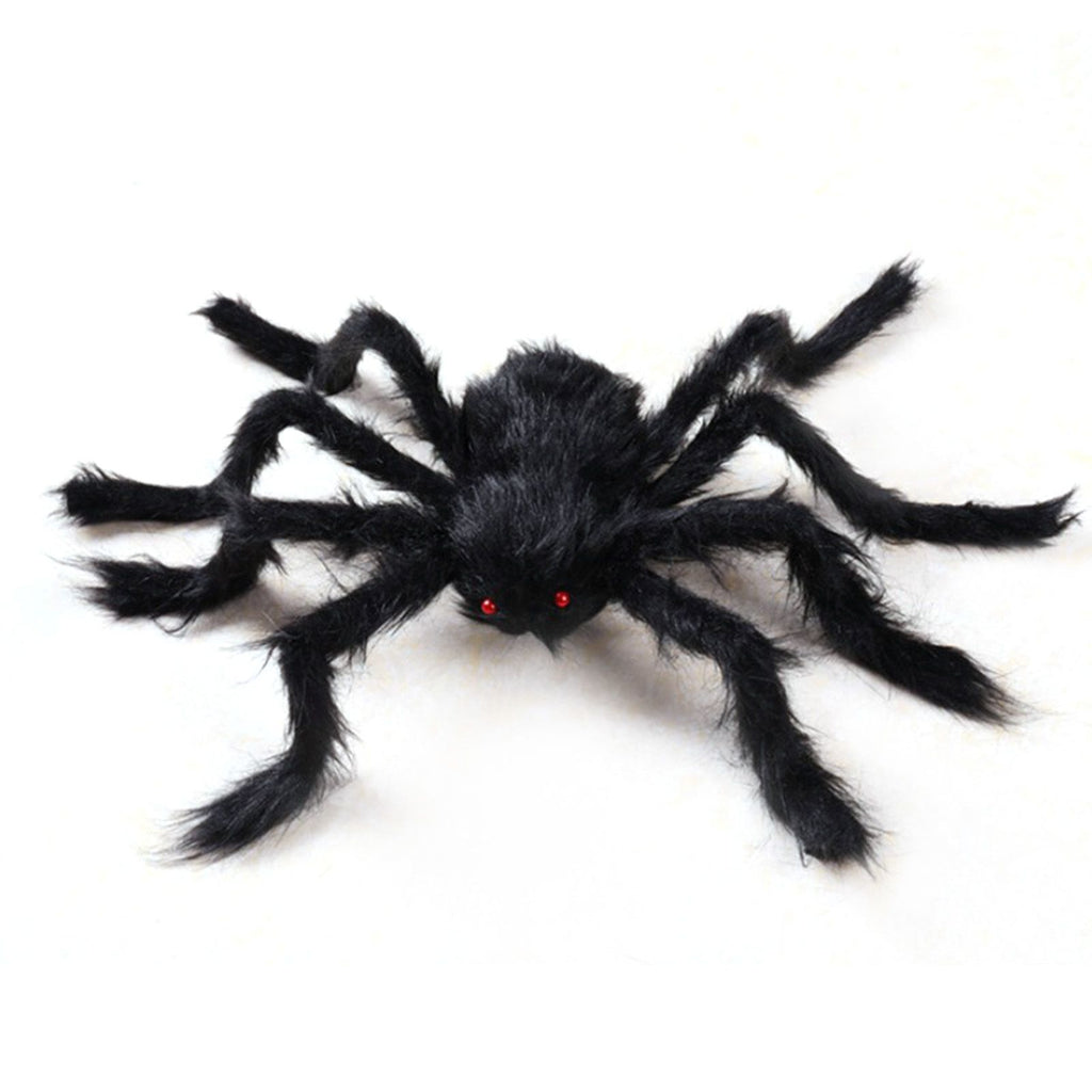 Giant Fake Spider Lifelike Halloween Posable Black Soft Hairy Fake Spiders Scary Decorations for Yard Home 125cm
