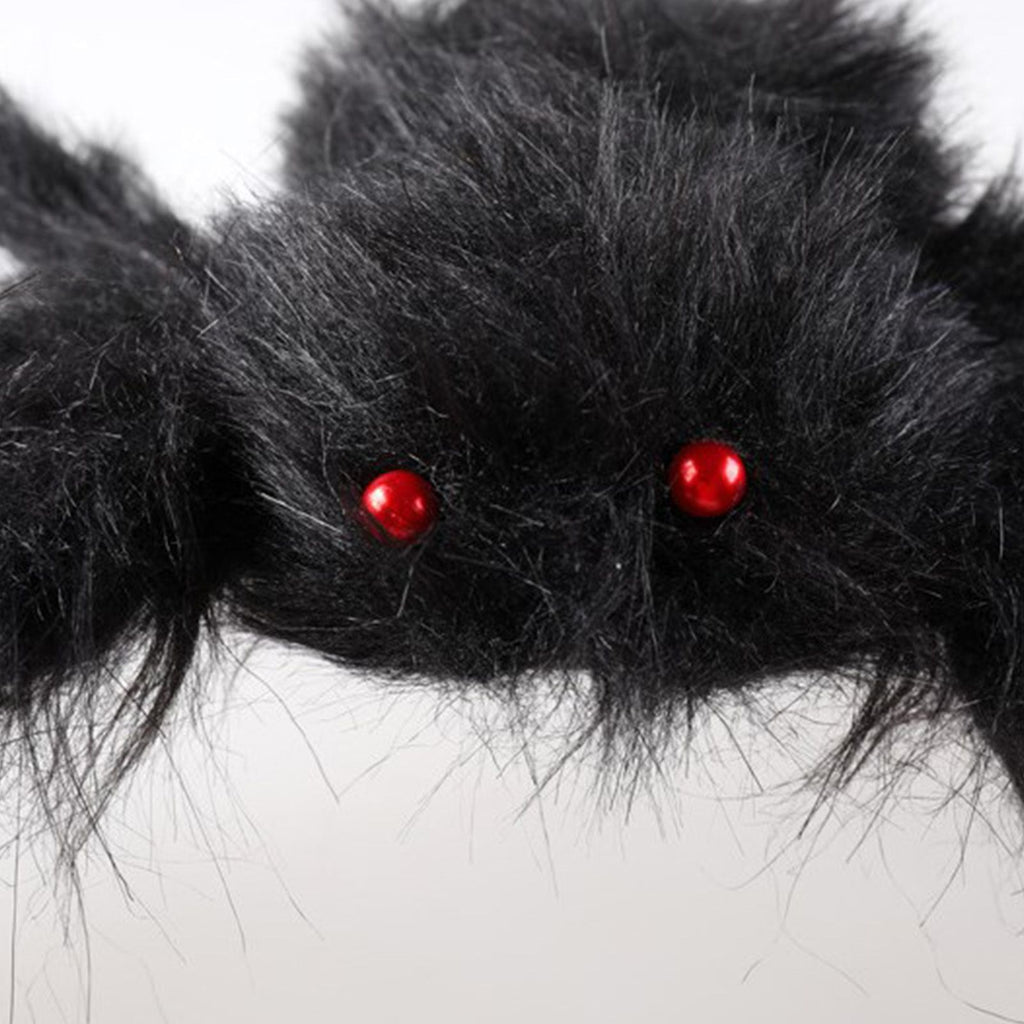 Giant Fake Spider Lifelike Halloween Posable Black Soft Hairy Fake Spiders Scary Decorations for Yard Home 125cm