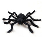 Giant Fake Spider Lifelike Halloween Posable Black Soft Hairy Fake Spiders Scary Decorations for Yard Home 200cm
