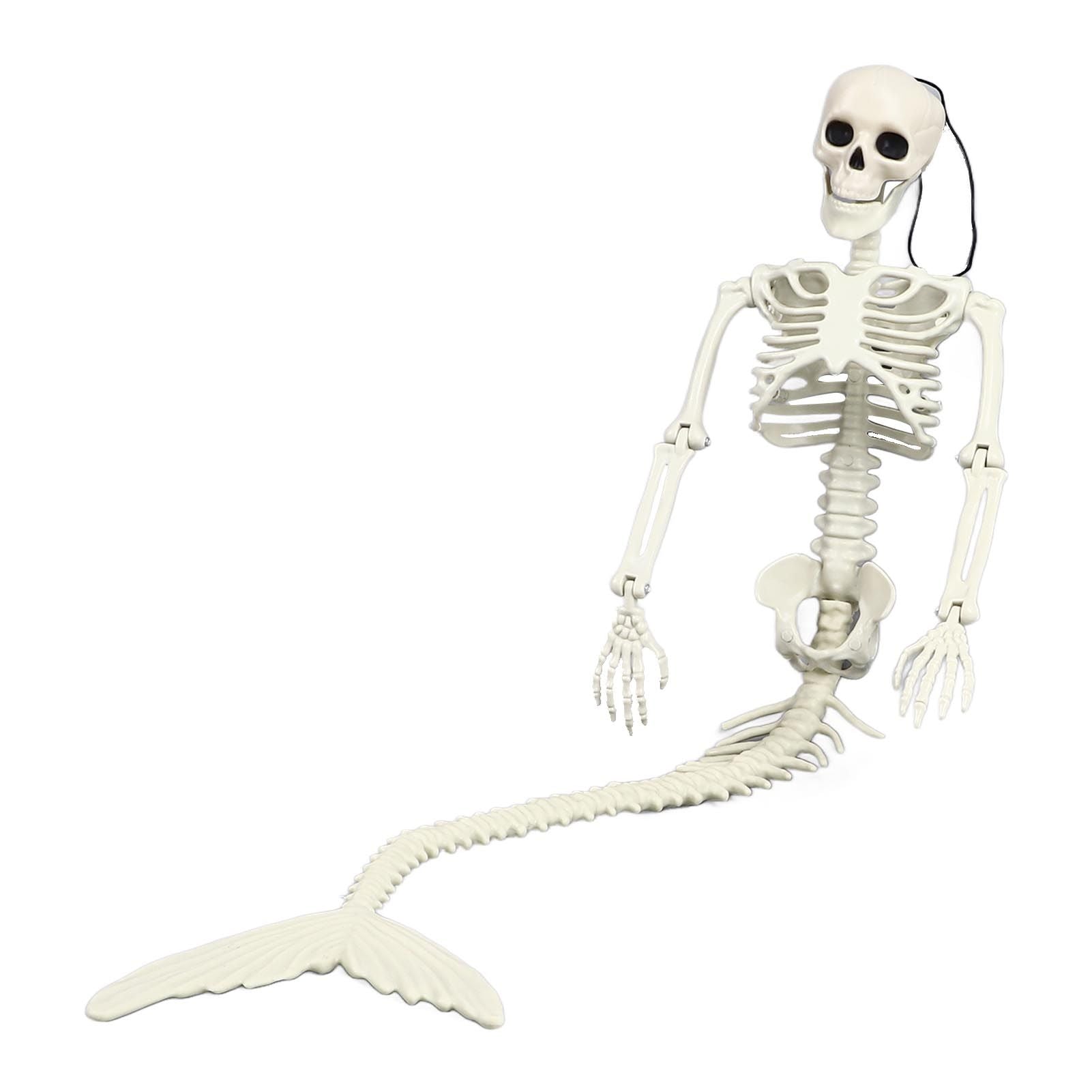 Life Size Skeleton Mermaid Halloween Outdoor Decorations Movable Posable Joints Realistic Full Body Skeleton Mermaid Props