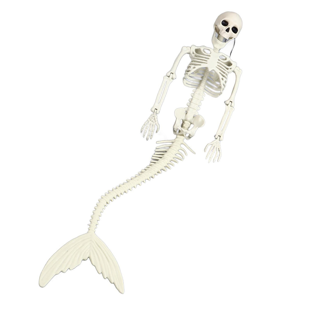 Life Size Skeleton Mermaid Halloween Outdoor Decorations Movable Posable Joints Realistic Full Body Skeleton Mermaid Props