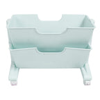 Double Layer Movable Deskside Bookshelf Removable Small Bookcase Dormitory Organize Trolley Shelf Blue