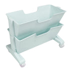 Double Layer Movable Deskside Bookshelf Removable Small Bookcase Dormitory Organize Trolley Shelf Blue