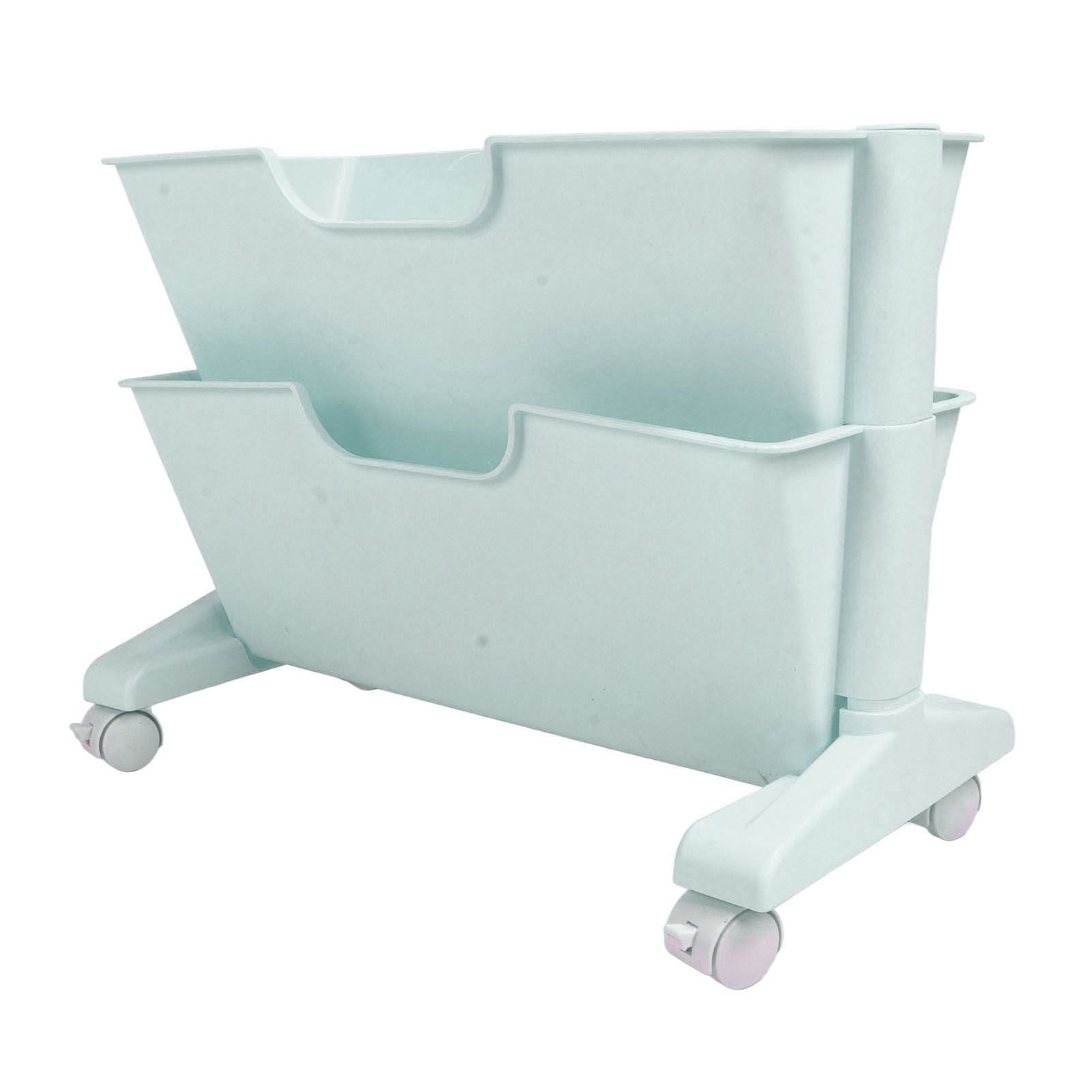 Double Layer Movable Deskside Bookshelf Removable Small Bookcase Dormitory Organize Trolley Shelf Blue
