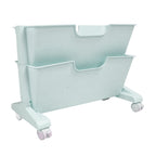 Double Layer Movable Deskside Bookshelf Removable Small Bookcase Dormitory Organize Trolley Shelf Blue