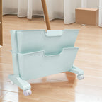 Double Layer Movable Deskside Bookshelf Removable Small Bookcase Dormitory Organize Trolley Shelf Blue
