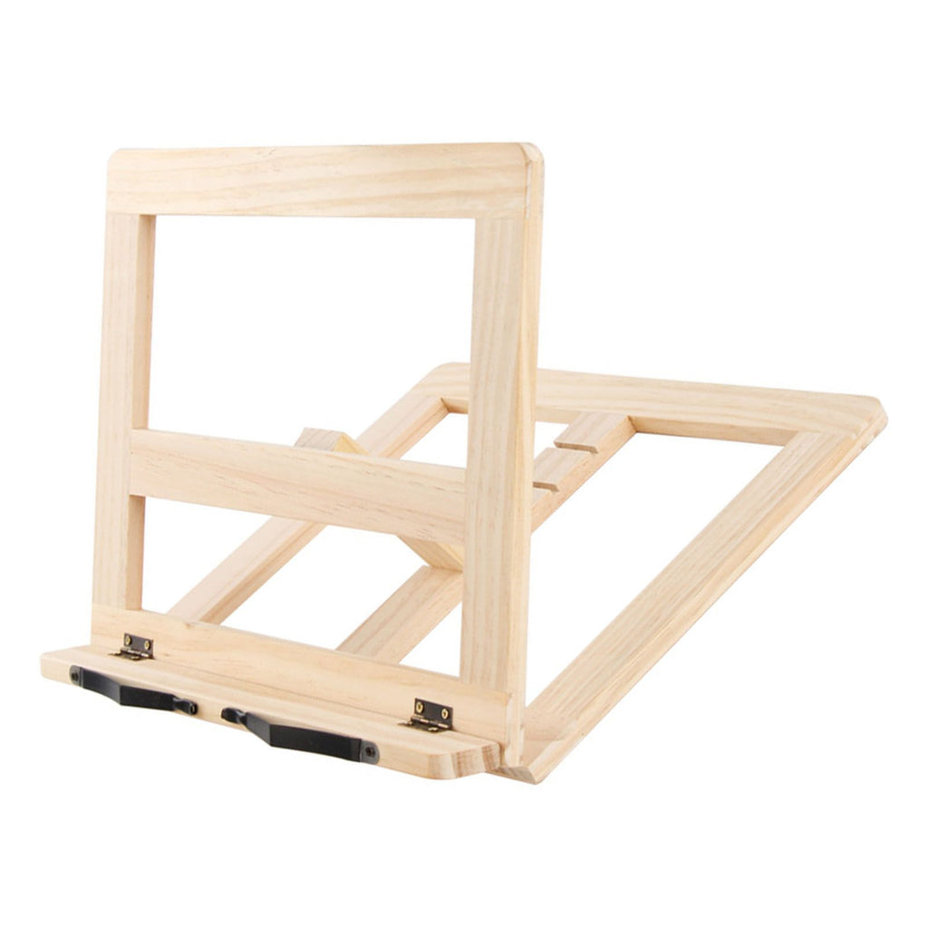 Wooden Book Stand Adjustable Book Holder Reading Stand Recipe Cookbook Holder for Kid Adult Home Iron Clip