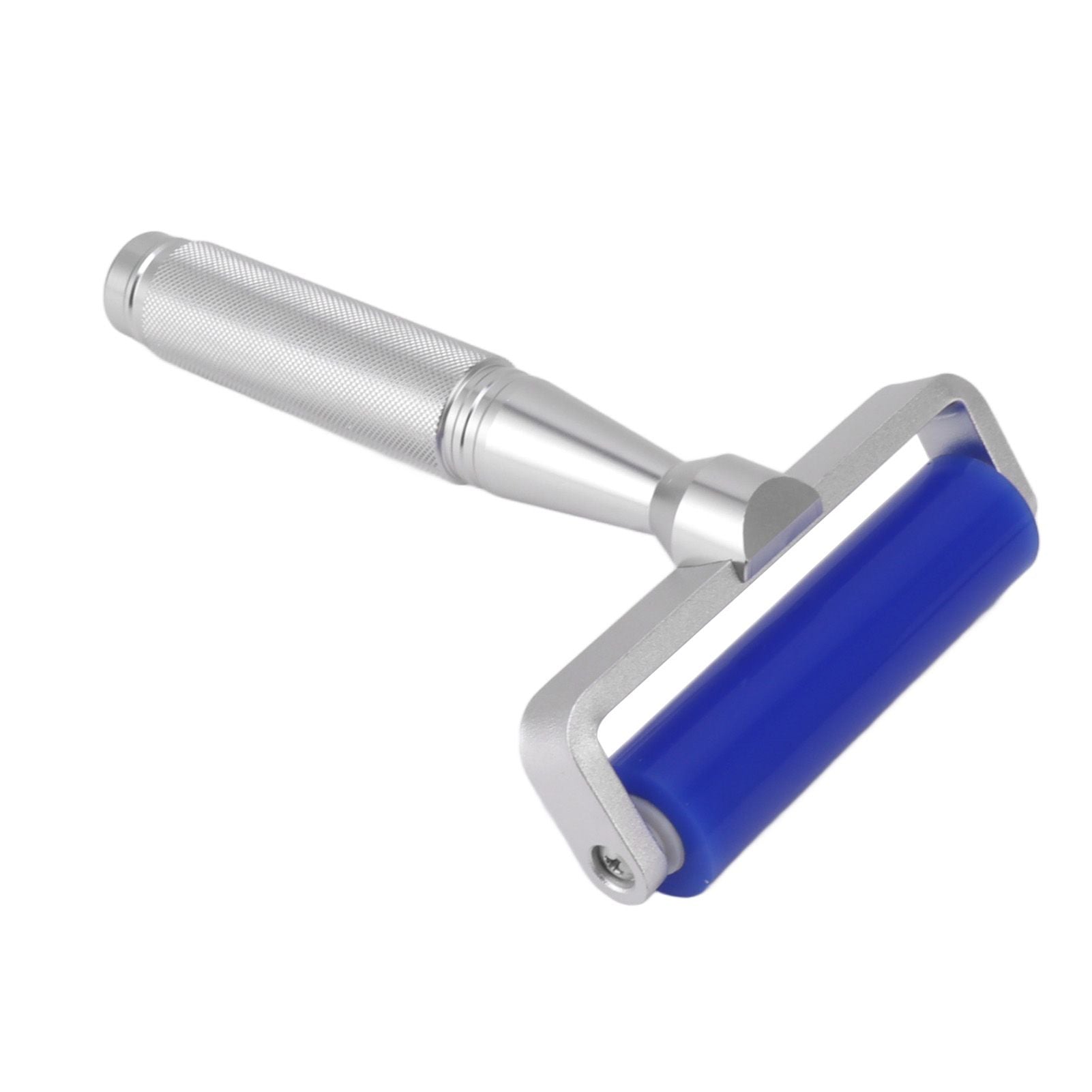 Silicone Manual Roller Cleaner Tool Laminated Static Lint Remover with Metal Handle Blue 6in
