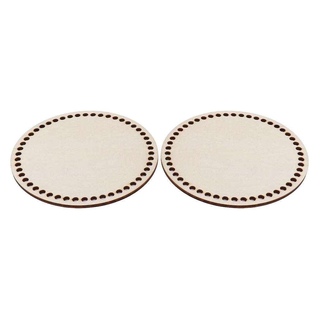 2 Pcs Wooden Crochet Bag Bottom Rounded Crochet Basket Wood Base for DIY Basket Bags