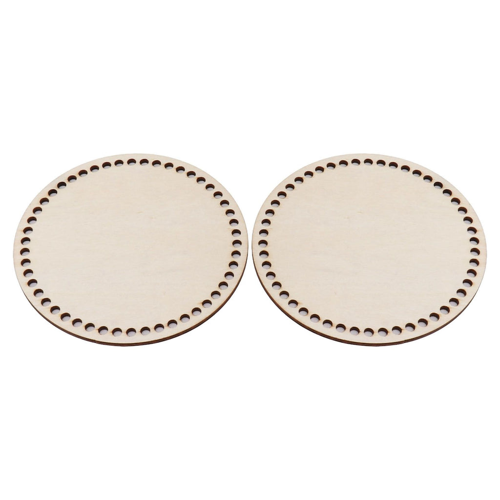2 Pcs Wooden Crochet Bag Bottom Rounded Crochet Basket Wood Base for DIY Basket Bags