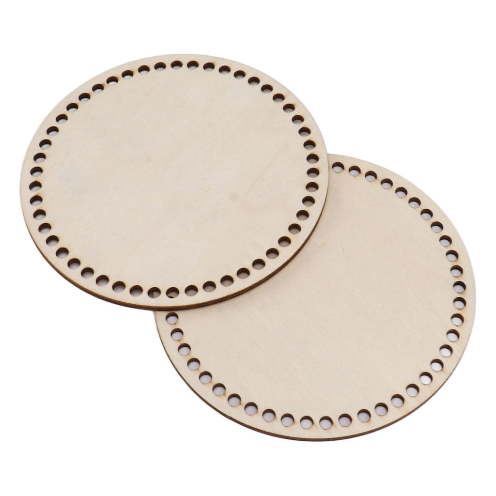 2 Pcs Wooden Crochet Bag Bottom Rounded Crochet Basket Wood Base for DIY Basket Bags