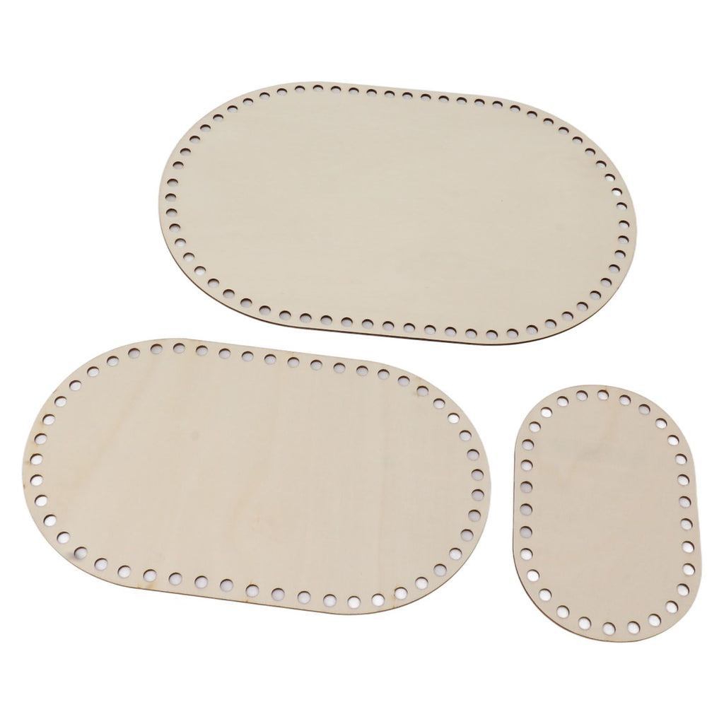 3Pcs Wooden Basket Bottom Oval Blank Solid Crochet Basket Wood Base for DIY Basket Weaving Supplies Craft Making
