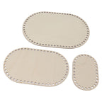 3Pcs Wooden Basket Bottom Oval Blank Solid Crochet Basket Wood Base for DIY Basket Weaving Supplies Craft Making