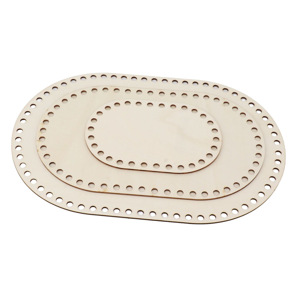 3Pcs Wooden Basket Bottom Oval Blank Solid Crochet Basket Wood Base for DIY Basket Weaving Supplies Craft Making