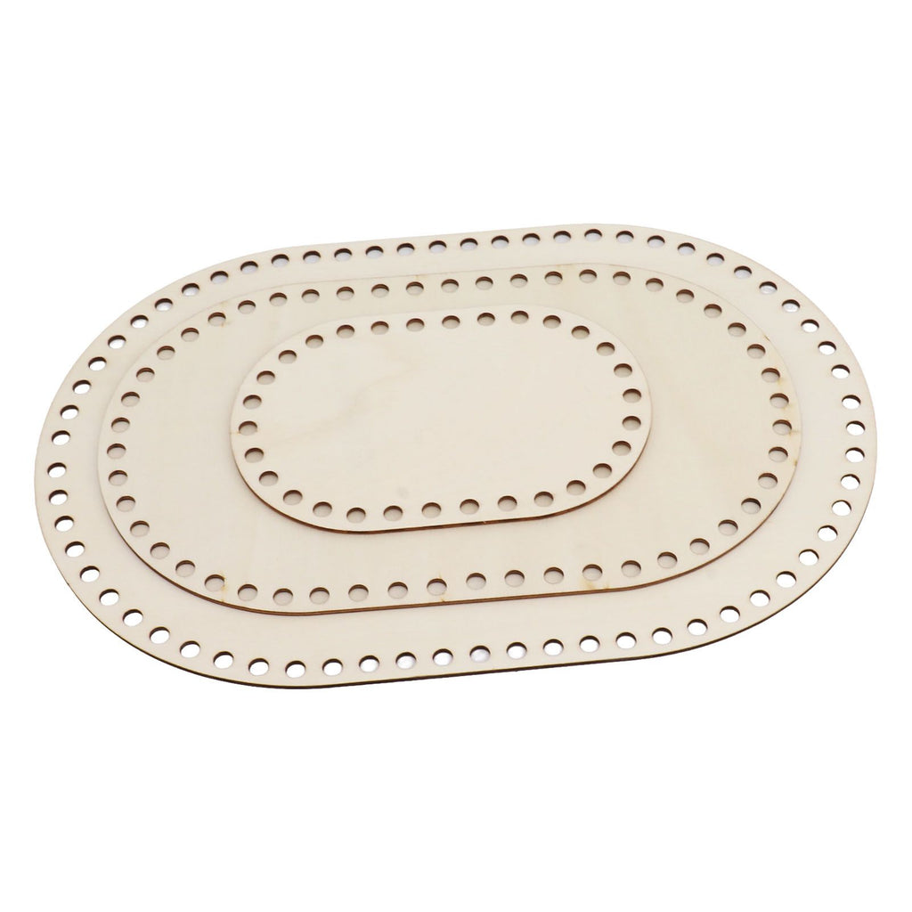 3Pcs Wooden Basket Bottom Oval Blank Solid Crochet Basket Wood Base for DIY Basket Weaving Supplies Craft Making
