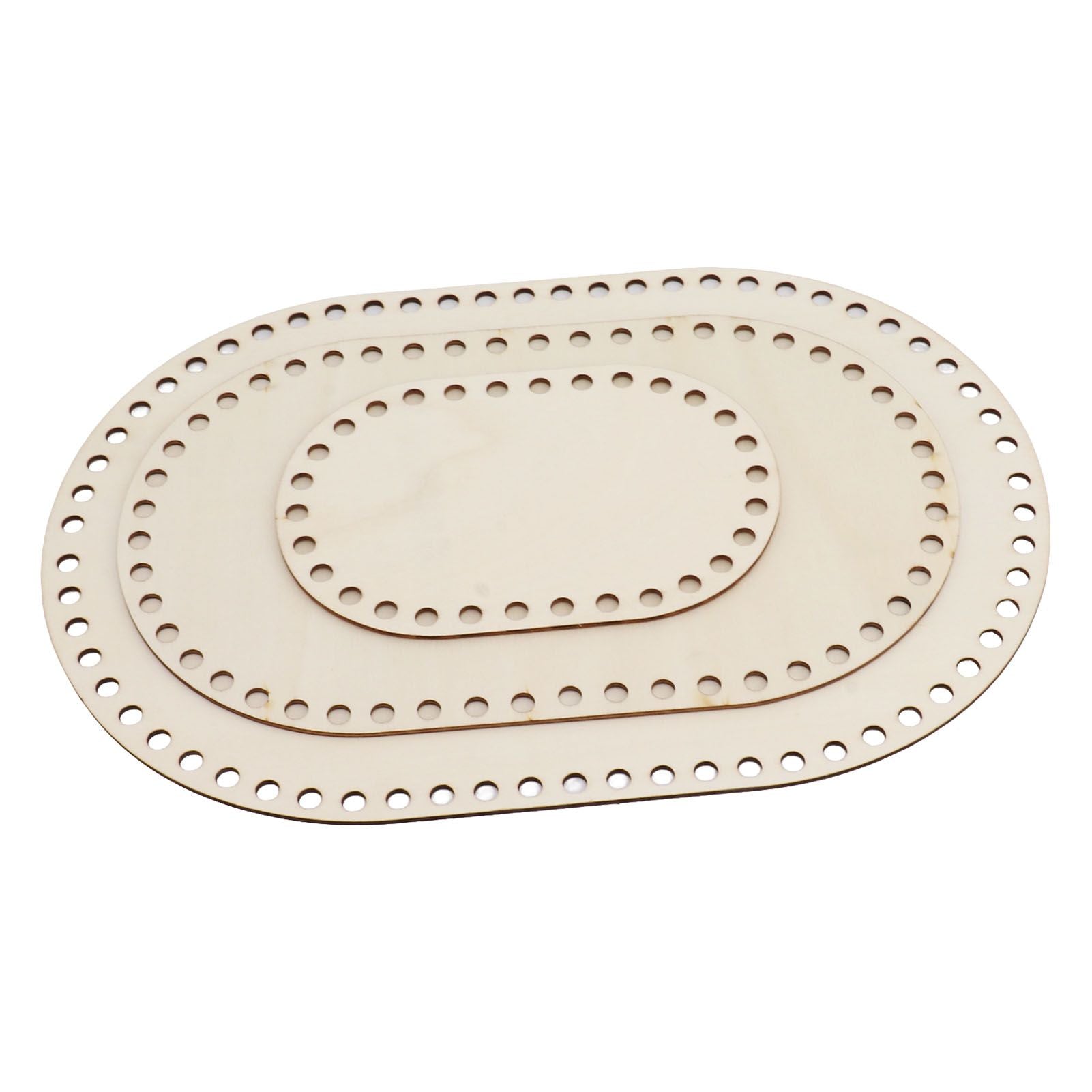 3Pcs Wooden Basket Bottom Oval Blank Solid Crochet Basket Wood Base for DIY Basket Weaving Supplies Craft Making