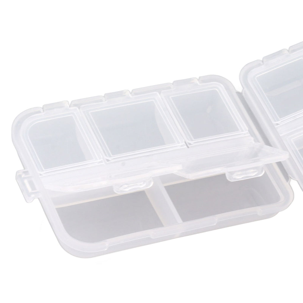 Medicine Box Medicine Case Plastic Waterproof 10 Compartments Buckle Lock Weekly Portable Medicine Container White