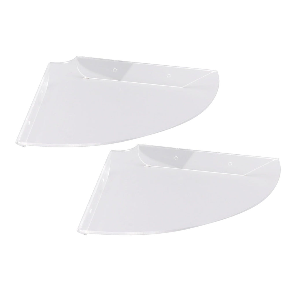 2pcs Wall Mount Floating Corner Shelves Quarter Round Hanging Corner Shelves for Bedrooms Living Rooms Shower Room Transparent