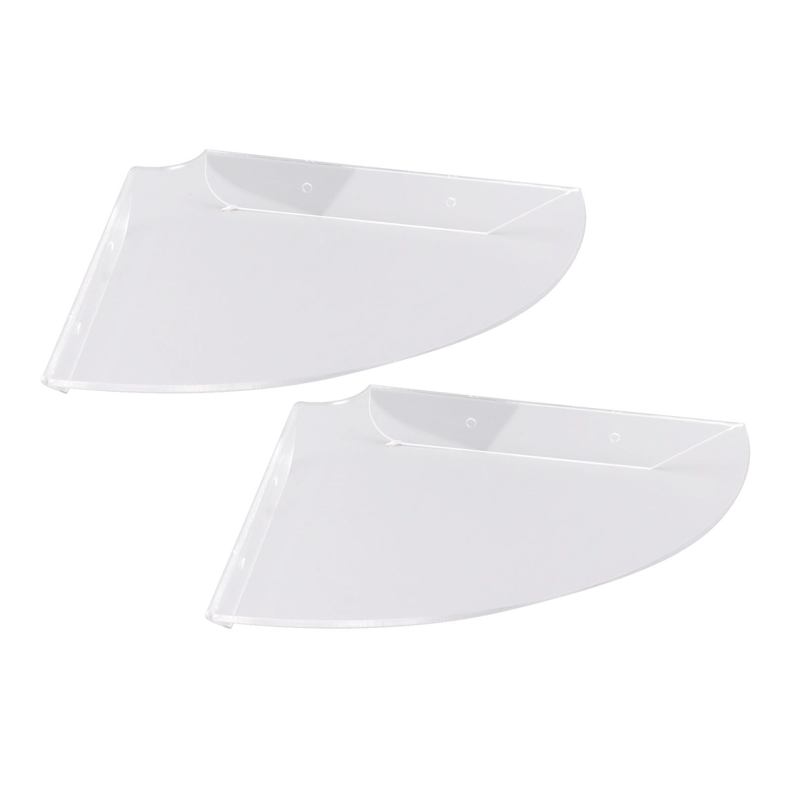 2pcs Wall Mount Floating Corner Shelves Quarter Round Hanging Corner Shelves for Bedrooms Living Rooms Shower Room Transparent
