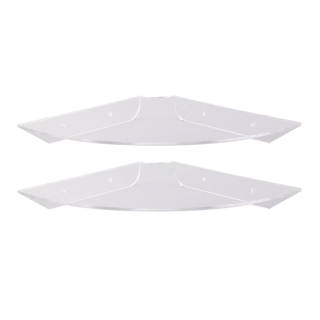 2pcs Wall Mount Floating Corner Shelves Quarter Round Hanging Corner Shelves for Bedrooms Living Rooms Shower Room Transparent
