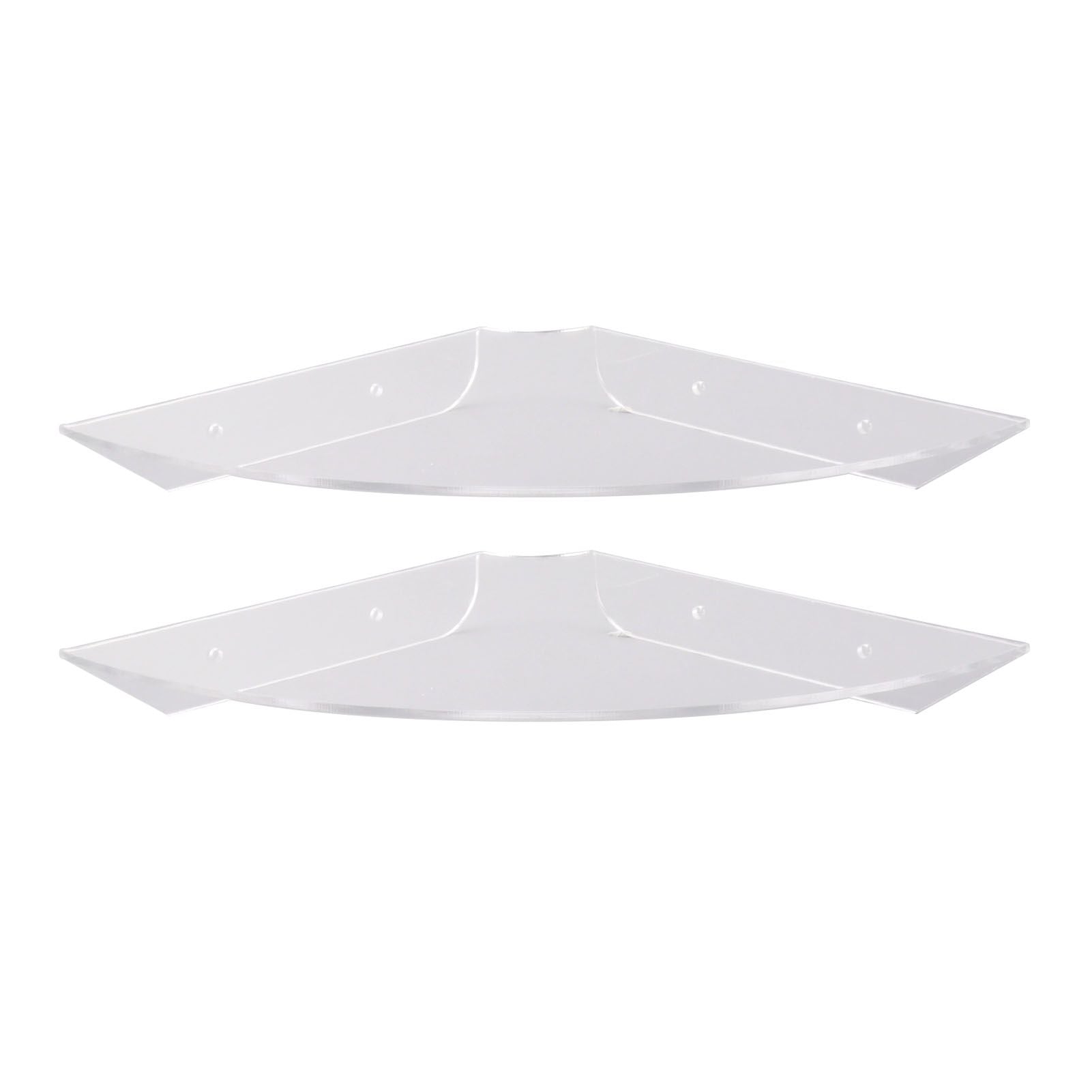 2pcs Wall Mount Floating Corner Shelves Quarter Round Hanging Corner Shelves for Bedrooms Living Rooms Shower Room Transparent