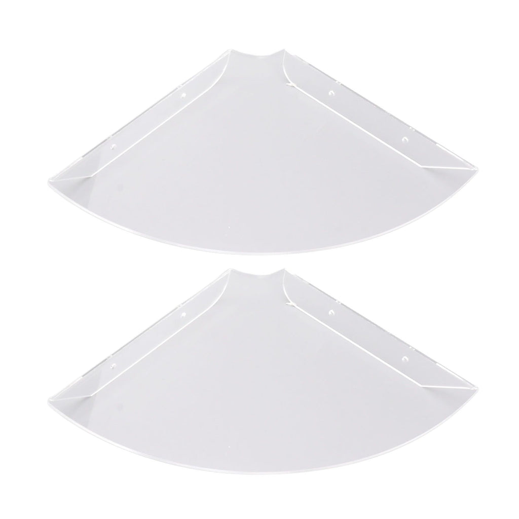 2pcs Wall Mount Floating Corner Shelves Quarter Round Hanging Corner Shelves for Bedrooms Living Rooms Shower Room Transparent