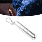 Portable Keychain Cigarette Case Aluminum Alloy Cigarette Tube Smoking Accessories for 10pcs 5.5mm Fine Cigarettes Silver