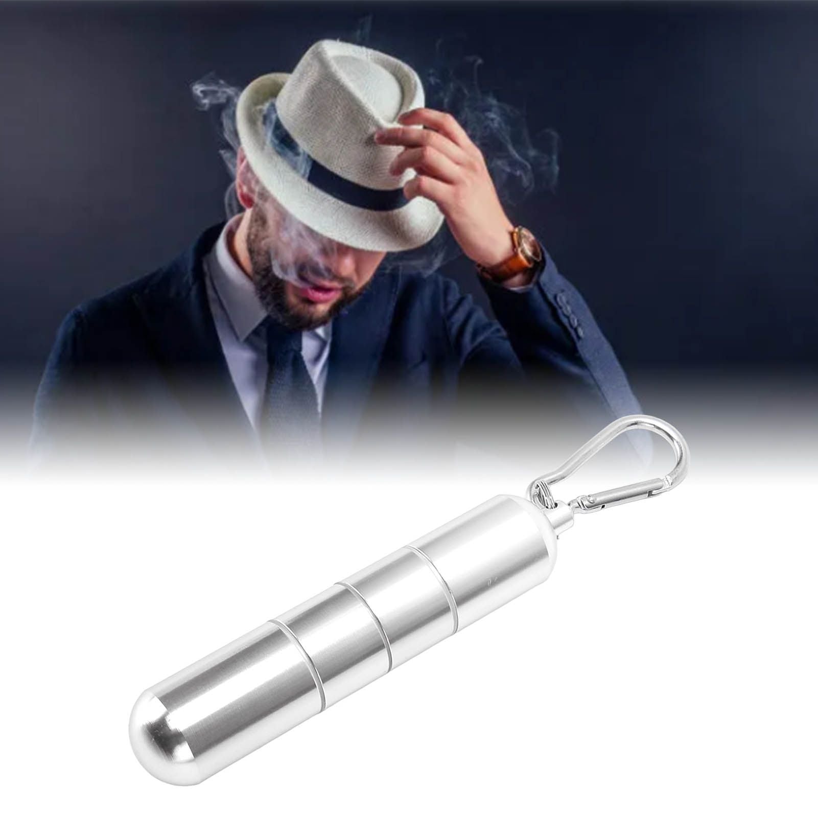 Portable Keychain Cigarette Case Aluminum Alloy Cigarette Tube Smoking Accessories for 10pcs 5.5mm Fine Cigarettes Silver
