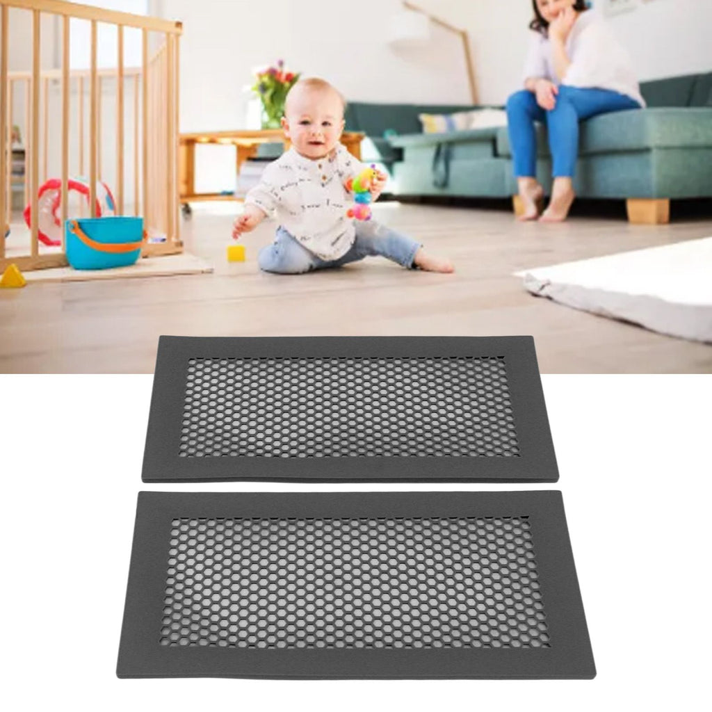 2Pcs Baby Proof Vent Cover Child Proof Safe Soft Silicone for Home Floor Catch Debris Hair Insect Black