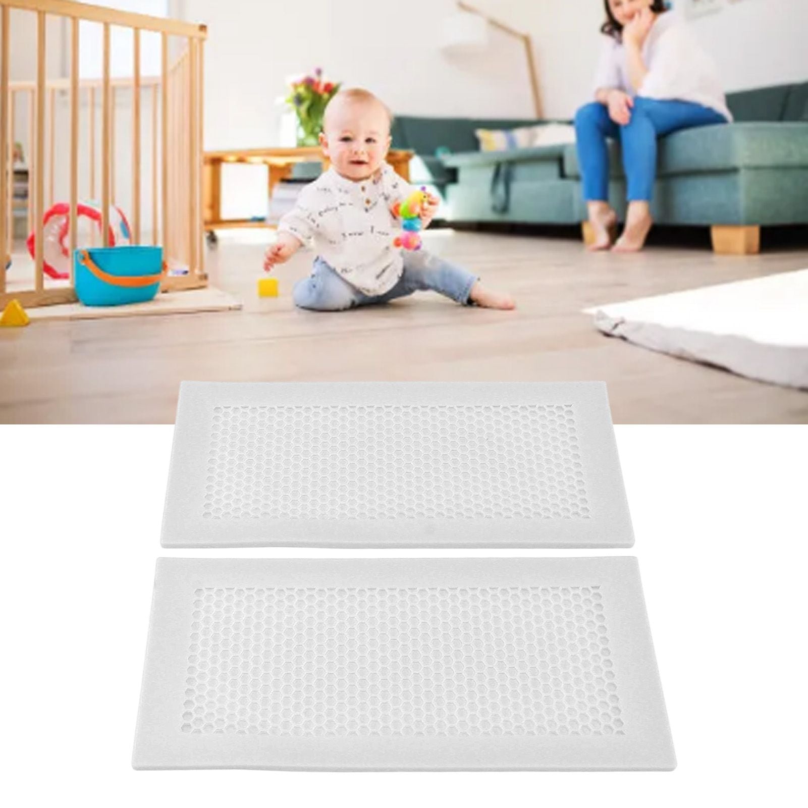 2Pcs Baby Proof Vent Cover Child Proof Safe Soft Silicone for Home Floor Catch Debris Hair Insect White