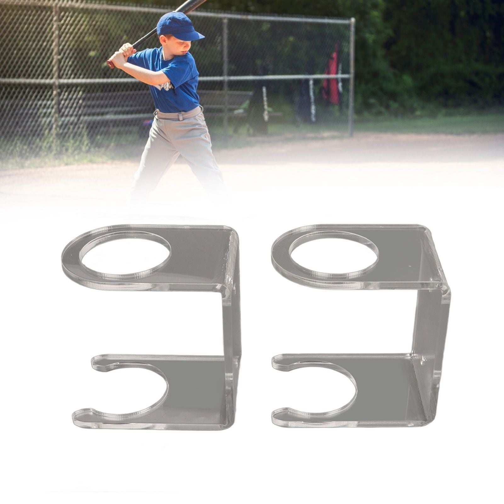 2PCS Baseball Bat Wall Stand Acrylic Wall Mounted Ball Holder Rack Baseball Bat Display Shelf for Home Stadium Office Collection Transparent