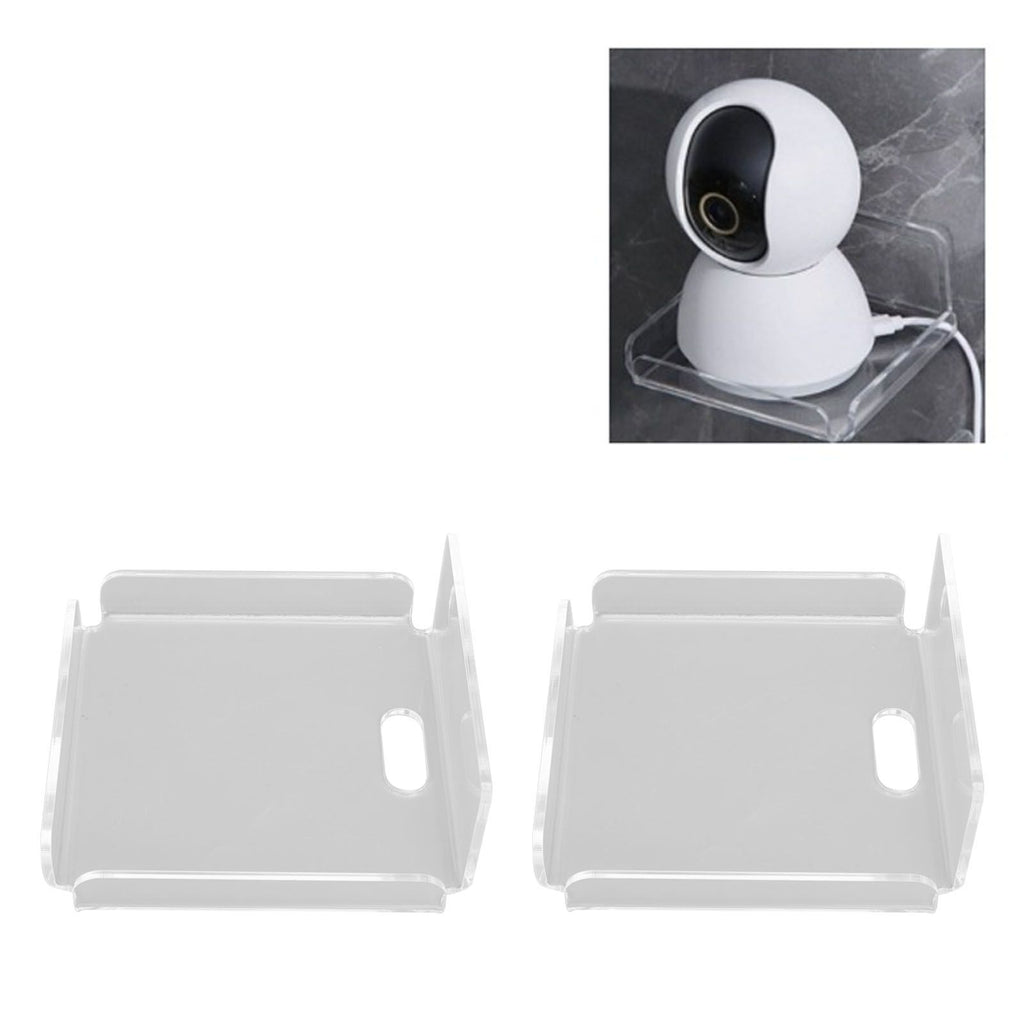 2pcs Small Speaker Wall Shelf Acrylic Adhesive Multi Angle Adjustment Space Saving Security Cameras Floating Shelf for Home Office