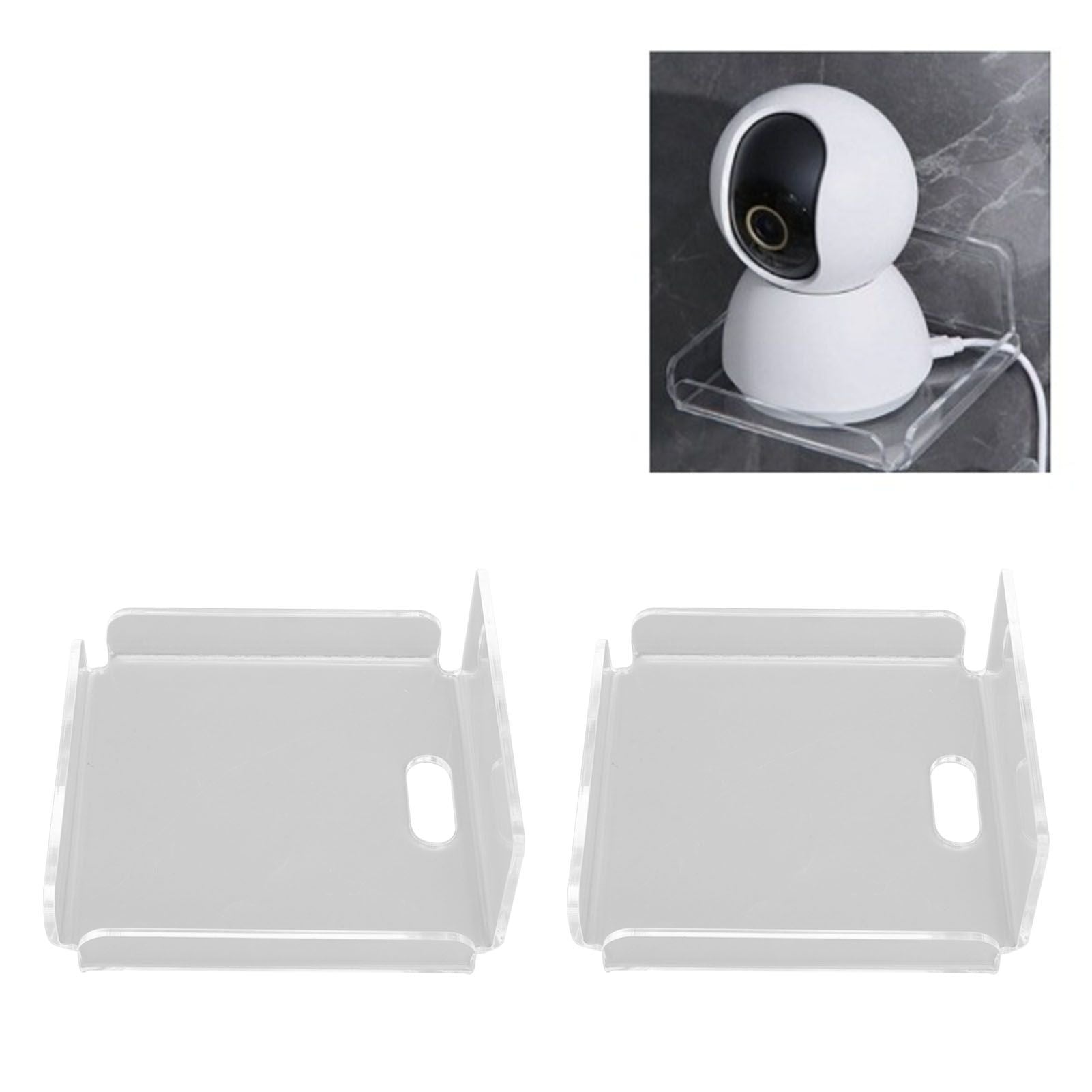 2pcs Small Speaker Wall Shelf Acrylic Adhesive Multi Angle Adjustment Space Saving Security Cameras Floating Shelf for Home Office