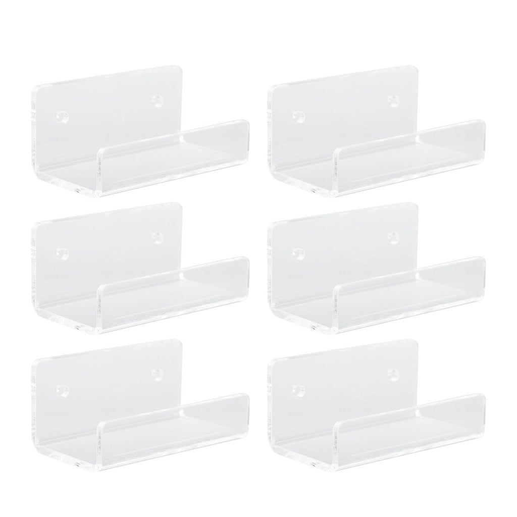 6Pcs Wall Mount Vinyl Record Shelf Clear Clear Acrylic Record CD Storage Rack Floating Wall Shelves for Bathroom Bedroom Living Room Kitchen
