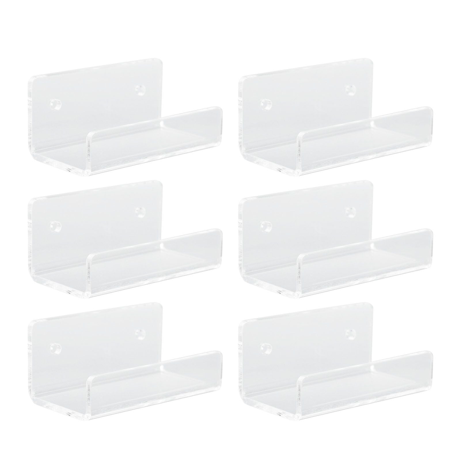 6Pcs Wall Mount Vinyl Record Shelf Clear Clear Acrylic Record CD Storage Rack Floating Wall Shelves for Bathroom Bedroom Living Room Kitchen