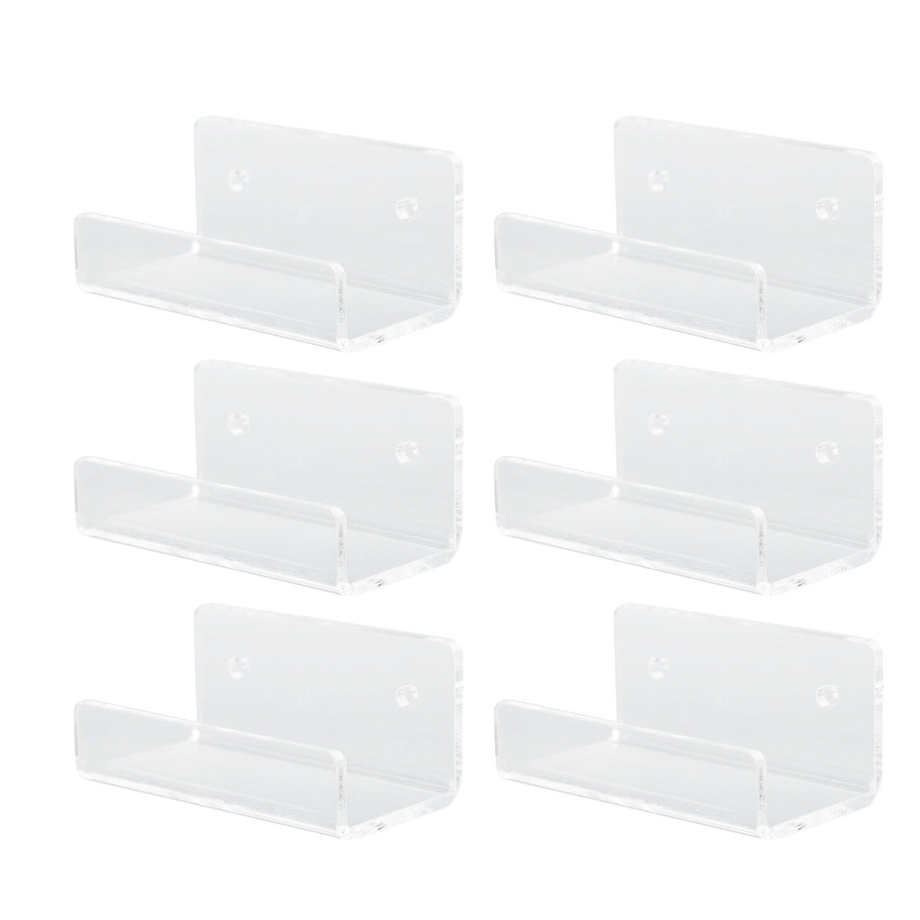 6Pcs Wall Mount Vinyl Record Shelf Clear Clear Acrylic Record CD Storage Rack Floating Wall Shelves for Bathroom Bedroom Living Room Kitchen