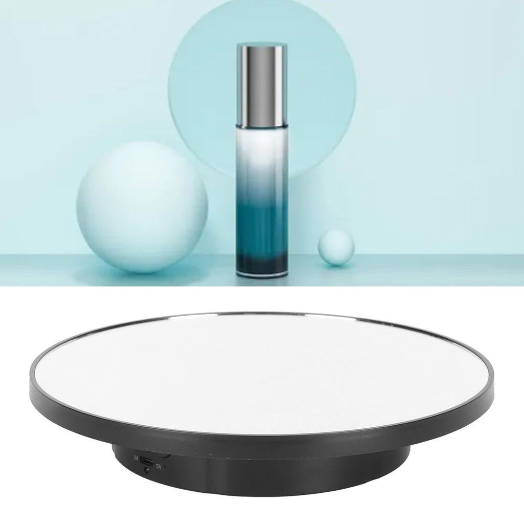 Rotating Display Stand 2 in 1 Automatic 360 Degree Electric Turntable with Remote Control for Photography Product Jewelry Black