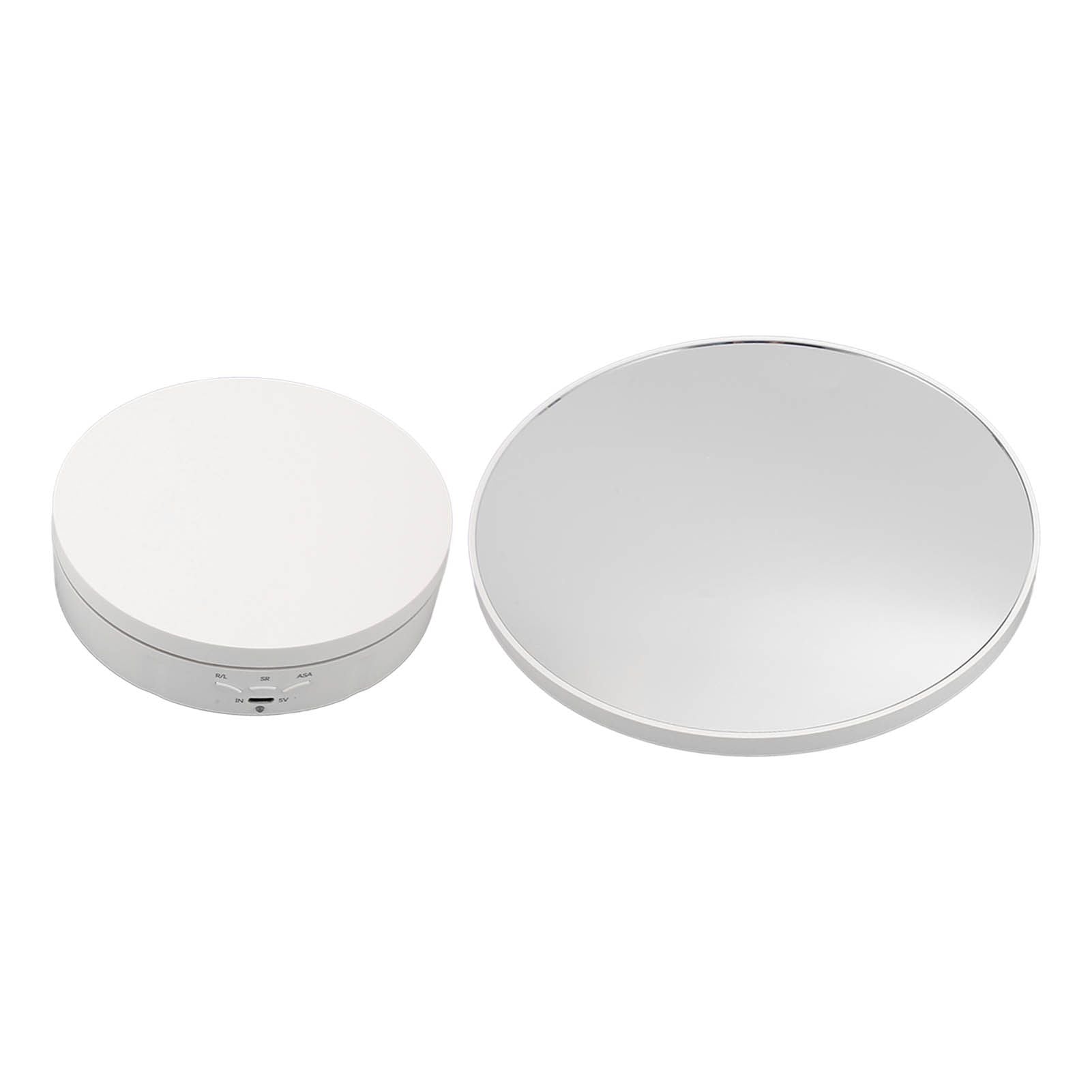 Rotating Display Stand Plastic Glass 360 Degree Electric Motorized Turntable with USB Cable for Photography Products Shows Jewelry Watch Cake White
