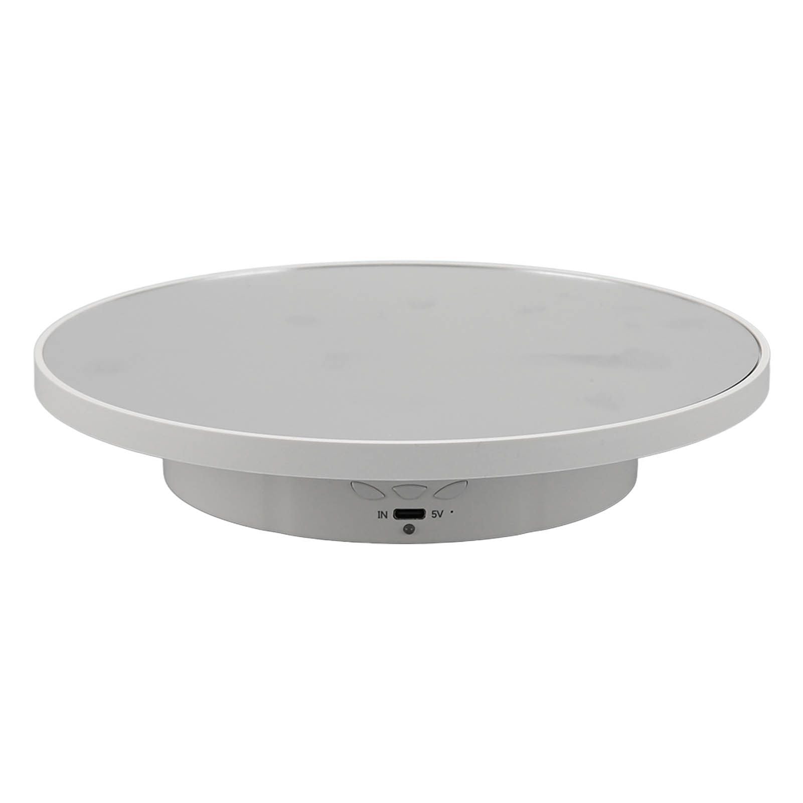 Rotating Display Stand Plastic Glass 360 Degree Electric Motorized Turntable with USB Cable for Photography Products Shows Jewelry Watch Cake White