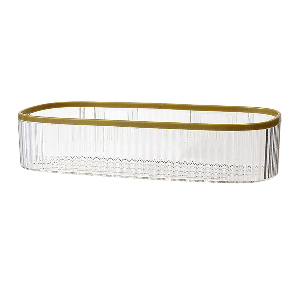 Plastic Wall Mount Organizer Punch Free Transparent White Adhesive Clear Organizer for Bathroom Kitchen Living Room