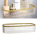 Plastic Wall Mount Organizer Punch Free Transparent White Adhesive Clear Organizer for Bathroom Kitchen Living Room