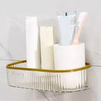 Plastic Wall Mount Organizer Punch Free Transparent White Adhesive Clear Organizer for Bathroom Kitchen Living Room
