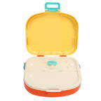 Bento Lunch Box ABS Separate Compartments with Buckle Handle Leakage Proof Air Hole Heat Resistant Bento Box with Spoon Fork Yellow