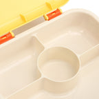Bento Lunch Box ABS Separate Compartments with Buckle Handle Leakage Proof Air Hole Heat Resistant Bento Box with Spoon Fork Yellow