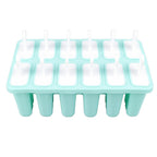 12 Cavity Ice Cream Mould with Stick Easy Release Green Reusable Silicone Ice Pop Moulds for Ice Cream