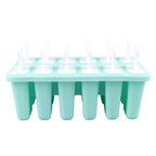 12 Cavity Ice Cream Mould with Stick Easy Release Green Reusable Silicone Ice Pop Moulds for Ice Cream