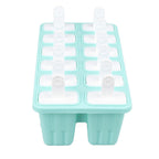 12 Cavity Ice Cream Mould with Stick Easy Release Green Reusable Silicone Ice Pop Moulds for Ice Cream