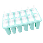 12 Cavity Ice Cream Mould with Stick Easy Release Green Reusable Silicone Ice Pop Moulds for Ice Cream