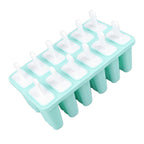 12 Cavity Ice Cream Mould with Stick Easy Release Green Reusable Silicone Ice Pop Moulds for Ice Cream